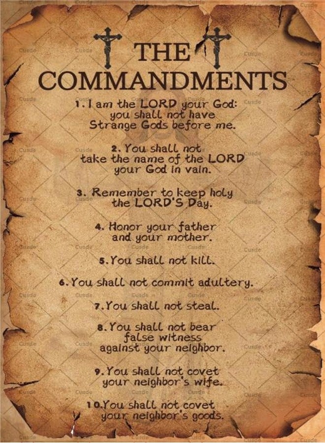 Cusde The Ten Commandments Wall Decor Christian Bible Verse Metal Tin Sign 10 Commandments Wall Art Christian Decor Gifts For Christian Home Bedroom Office 8x12 Inch - Image 1